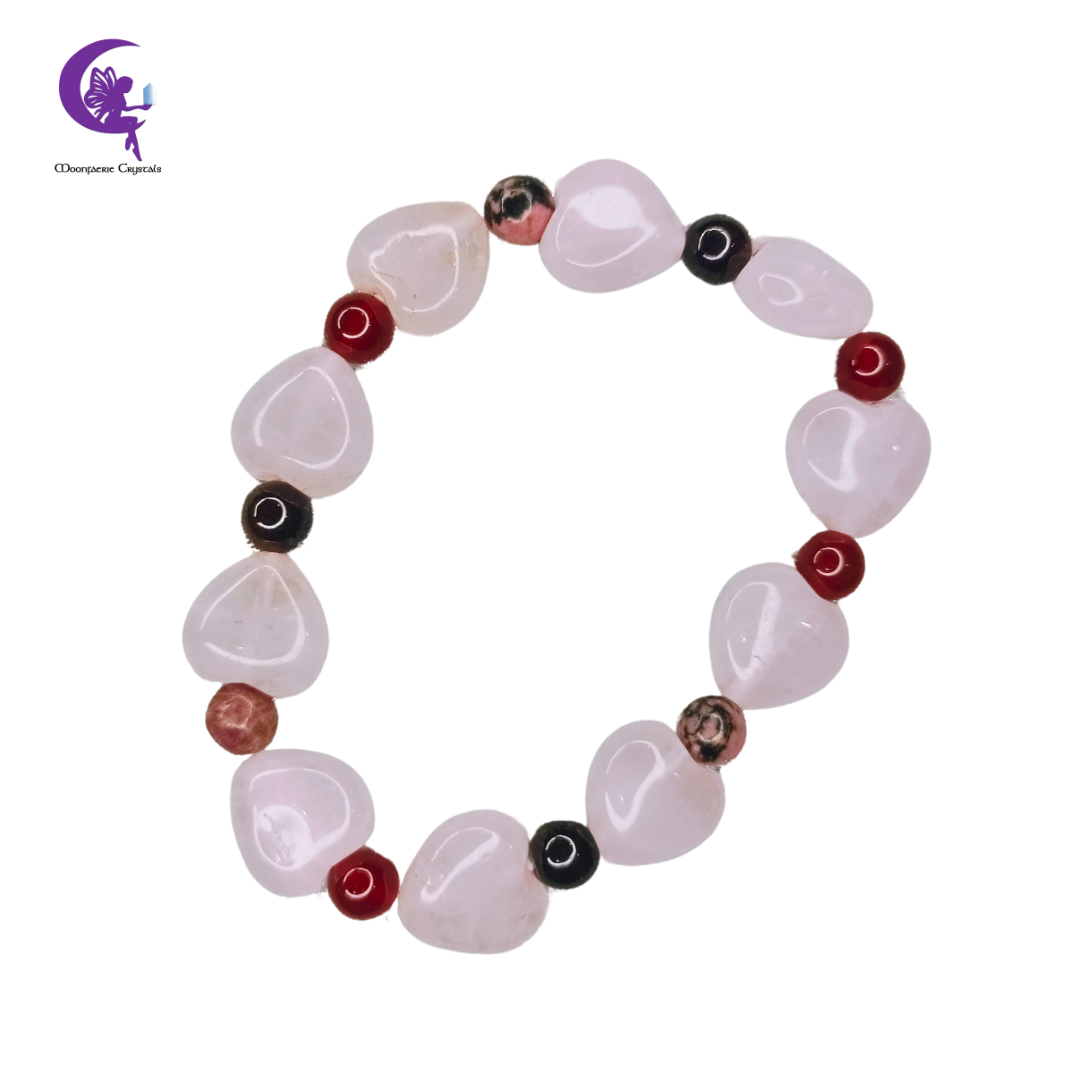 Heart Healing Potion Bracelet -  Rose Quartz, Carnelian, Rhodonite and Garnet