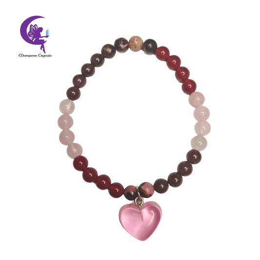 Complete Love Embrace of Anahata - Rhodonite, Rose Quartz, Carnelian and Garnet