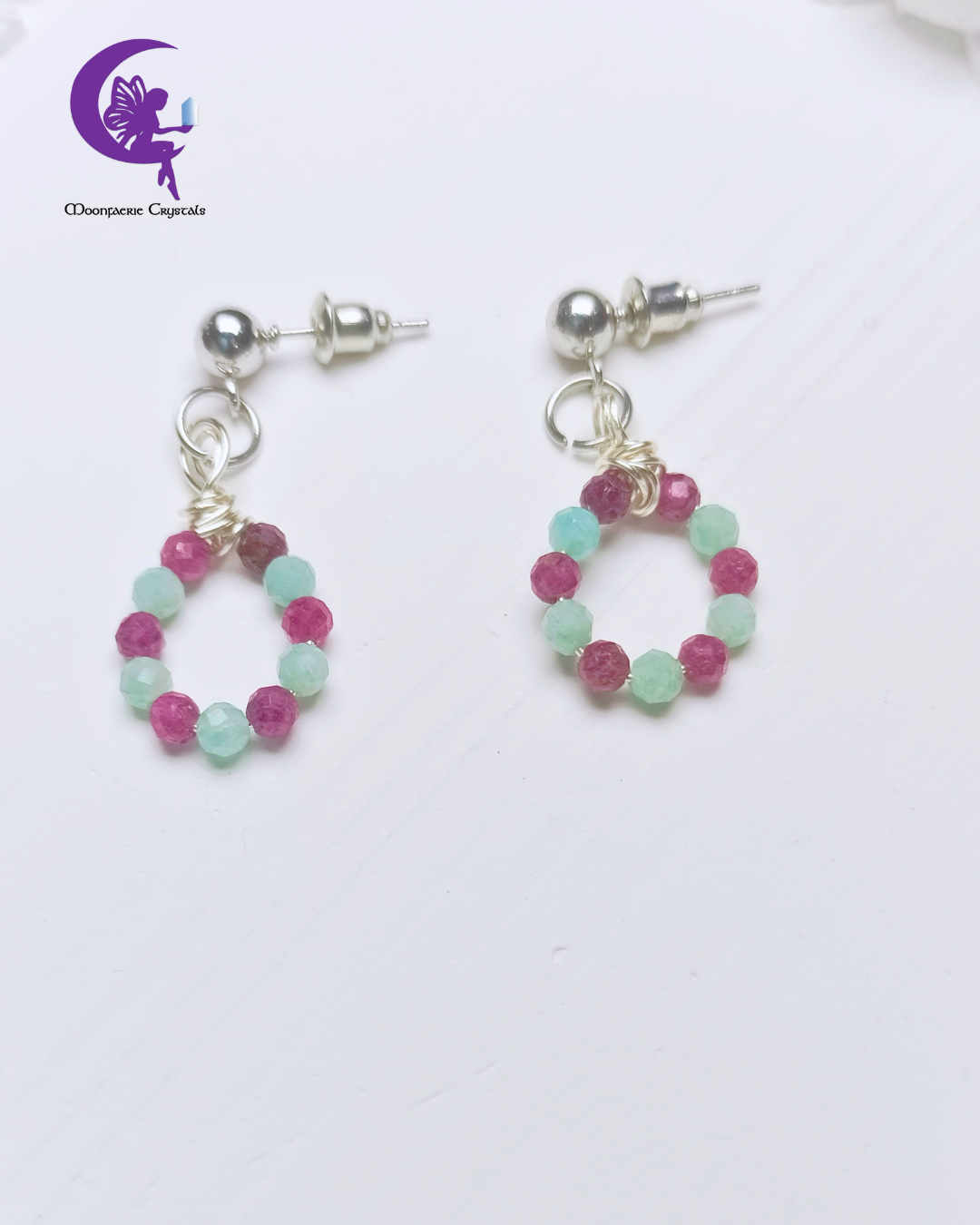 Mermaid’s Heart Earrings – Ruby x Amazonite