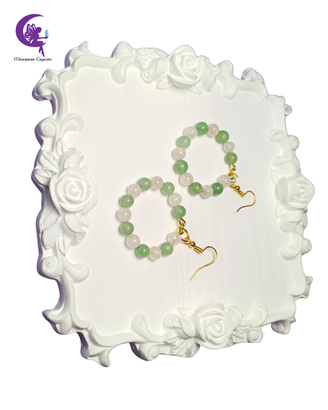 Heart Chakra Harmony Hoops - Green Aventurine & Rose Quartz
