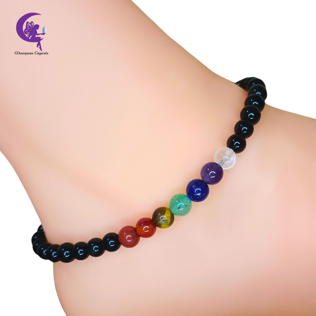 Black Obsidian + 7 Chakra Multi-Healing Anklet