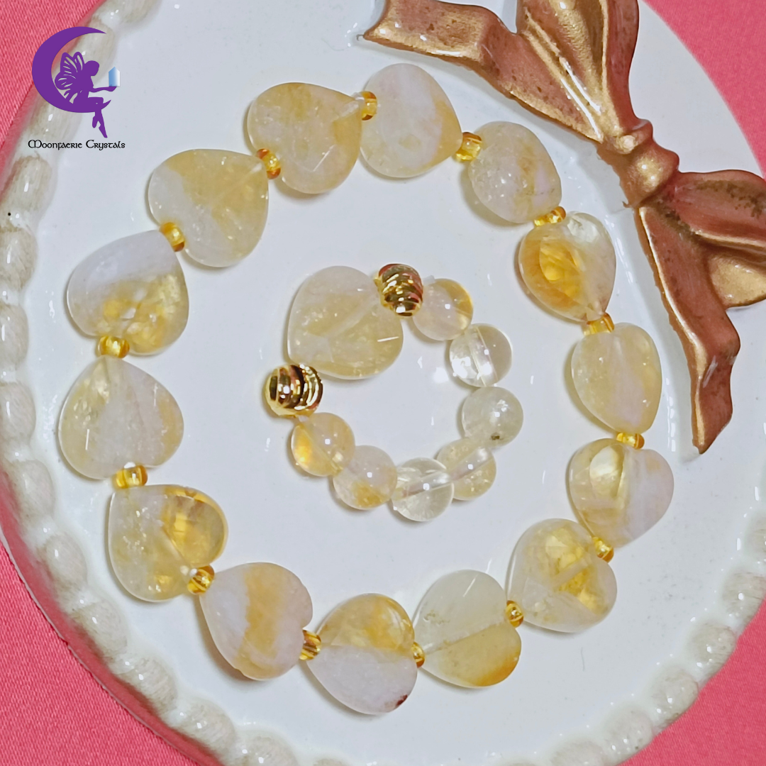 Golden Heart Radiance Duo - Citrine Heart Bracelet & Ring Set