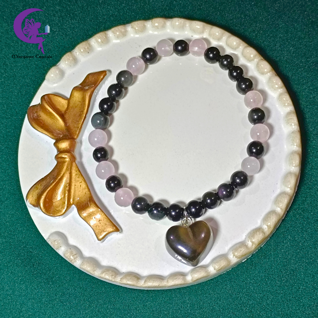 Dark Love Passage Bracelet - Black Obsidian Meets Rose Quartz