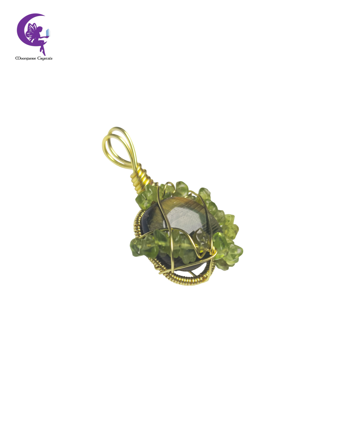 Courage of the Renewed Heart – Blue Tiger’s Eye & Peridot Pendant