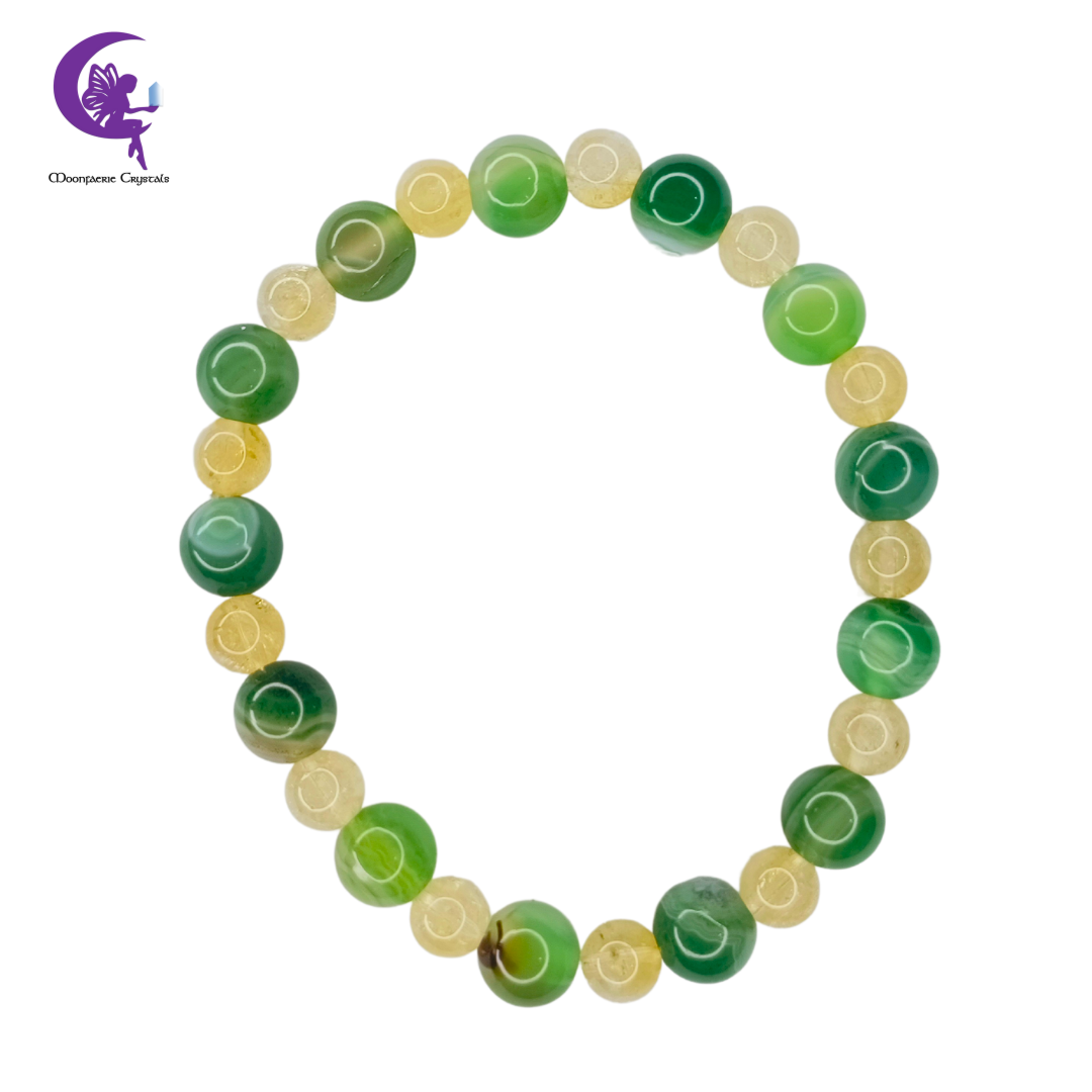 Sunlit Forest - Citrine & Green Agate Bracelet