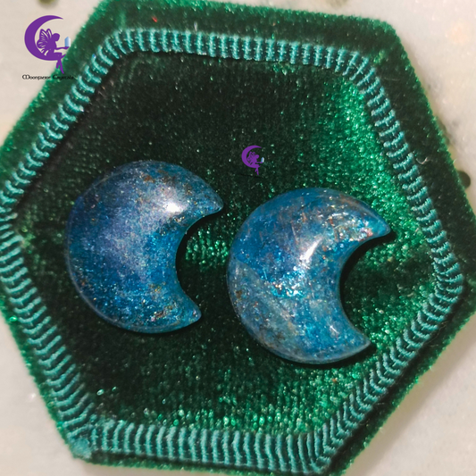 Glimmering Moonlit Blue Apatite Stud Earring