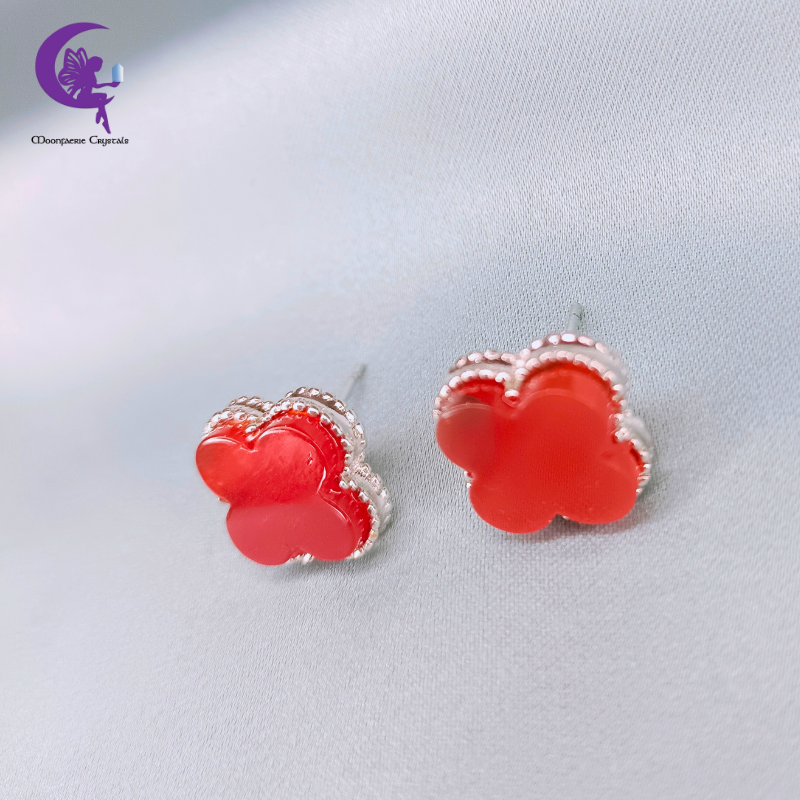 Four Leaf Clover Carnelian Earrings