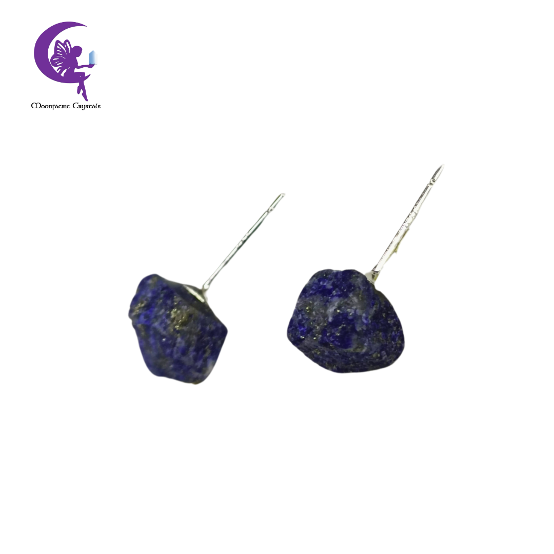 Raw Lapis Lazuli Throat Chakra & Intuition Activation Stud Earrings