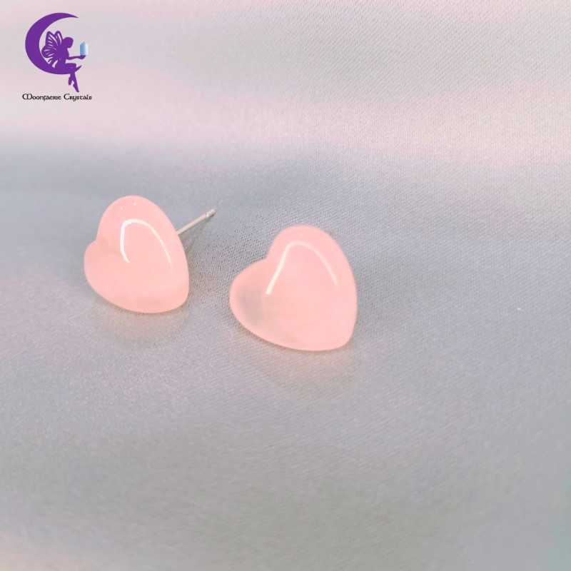 Queen of Rose Quartz Heart Stud Earrings