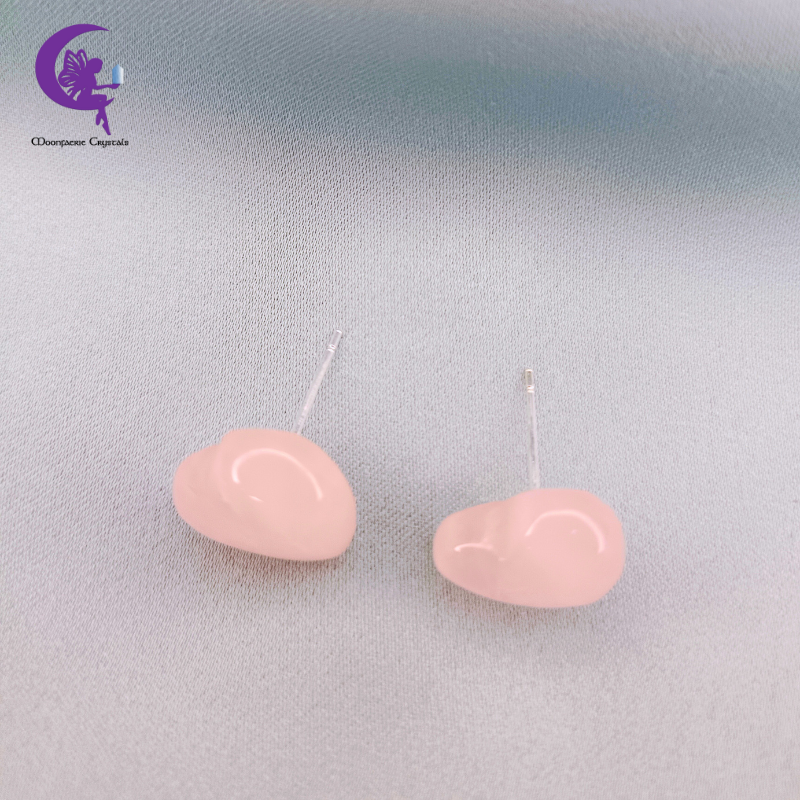 Queen of Rose Quartz Heart Stud Earrings