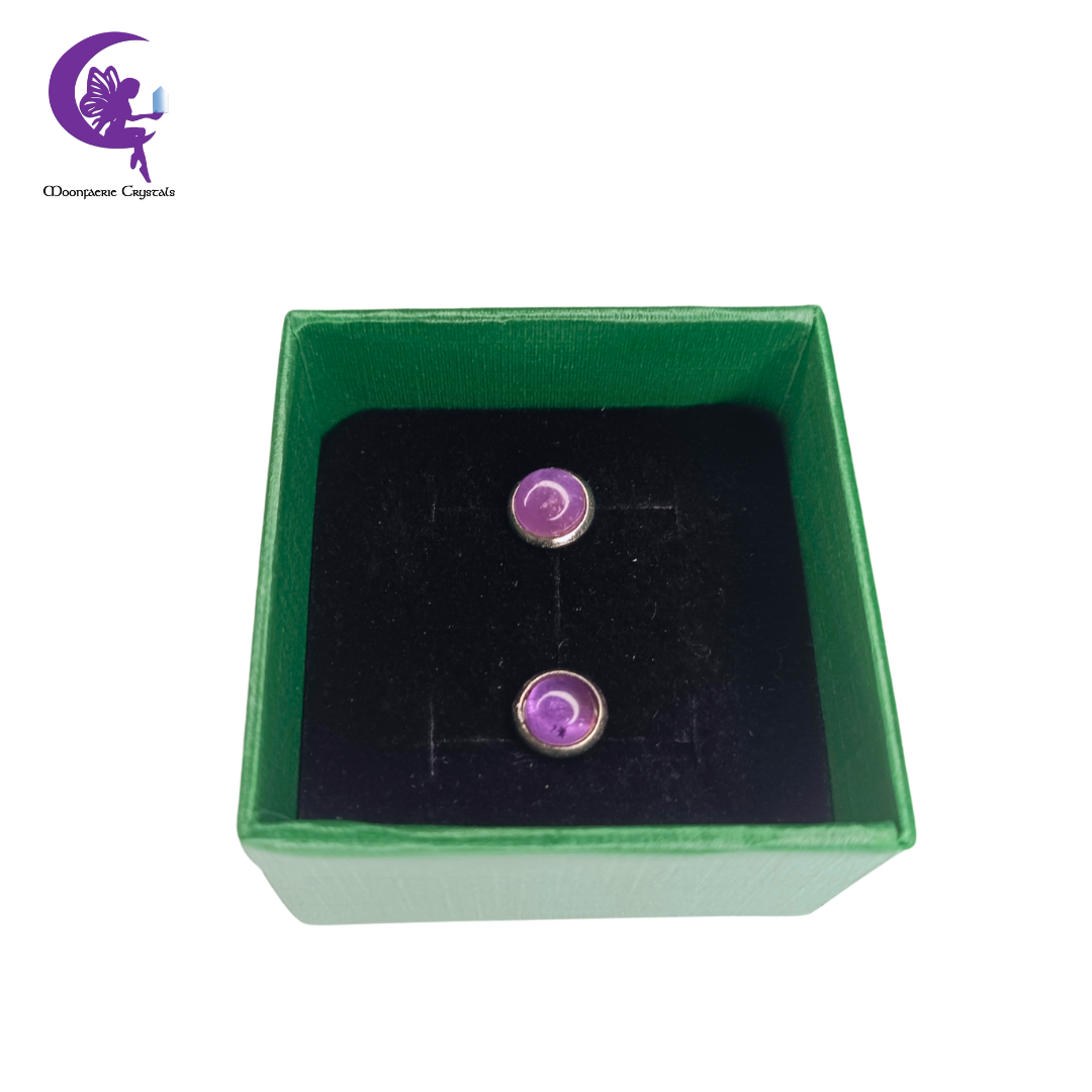 Platinum Twilight Half Round Amethyst Stud Earring