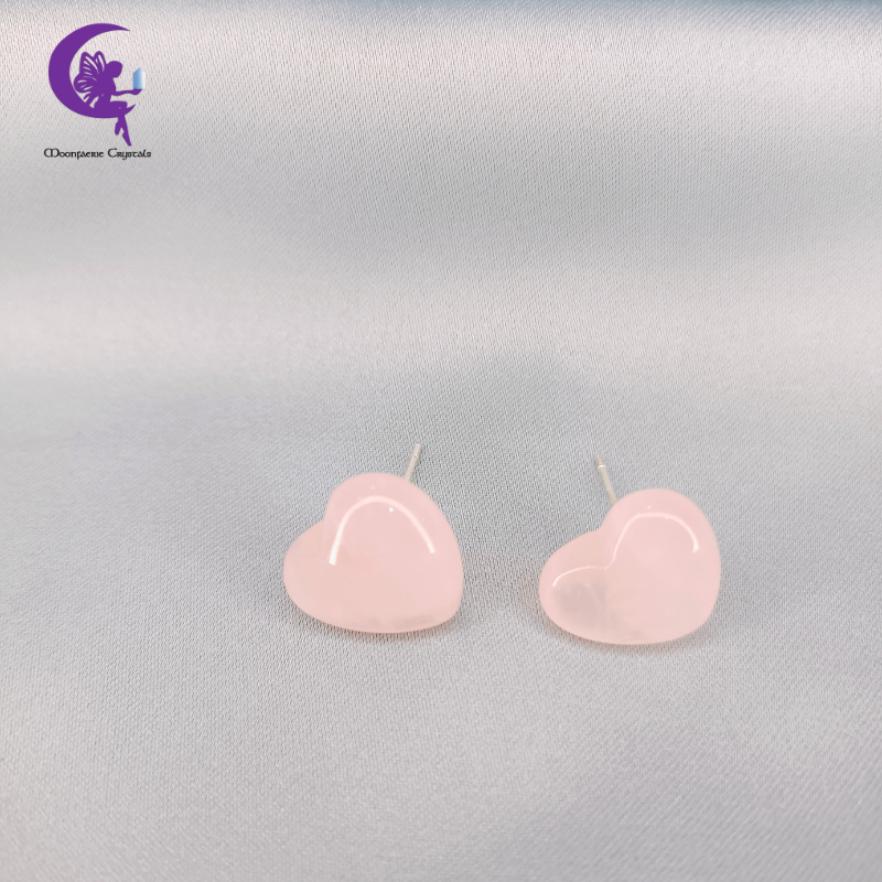 Queen of Rose Quartz Heart Stud Earrings