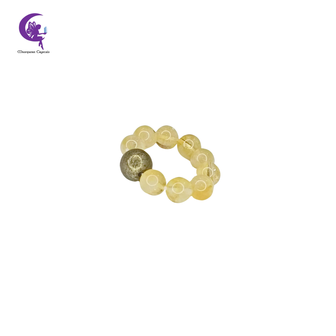 Citrine Pyrite Beaded Ring - Pre-order