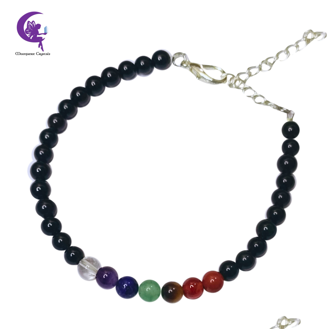 Black Obsidian + 7 Chakra Multi-Healing Anklet