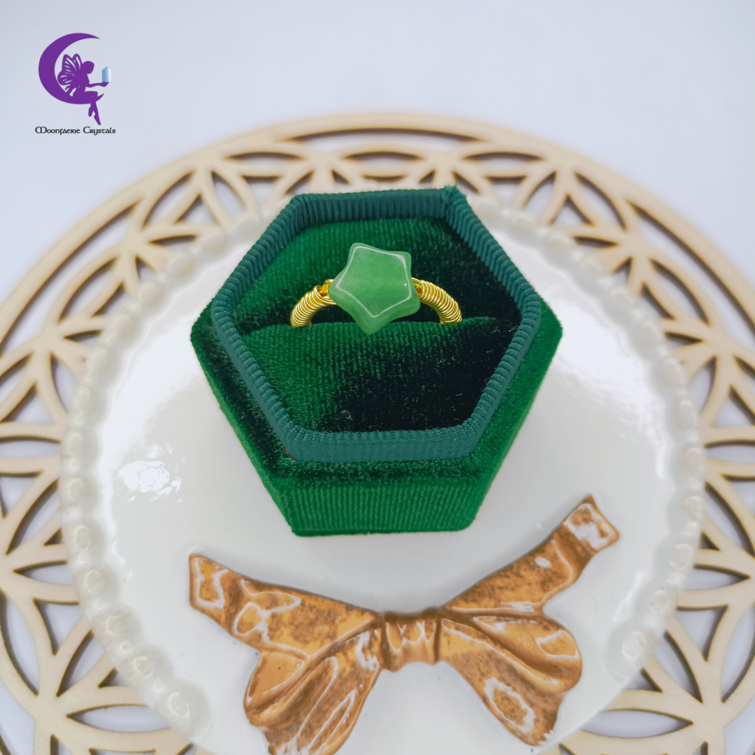Green Aventurine Star Ring