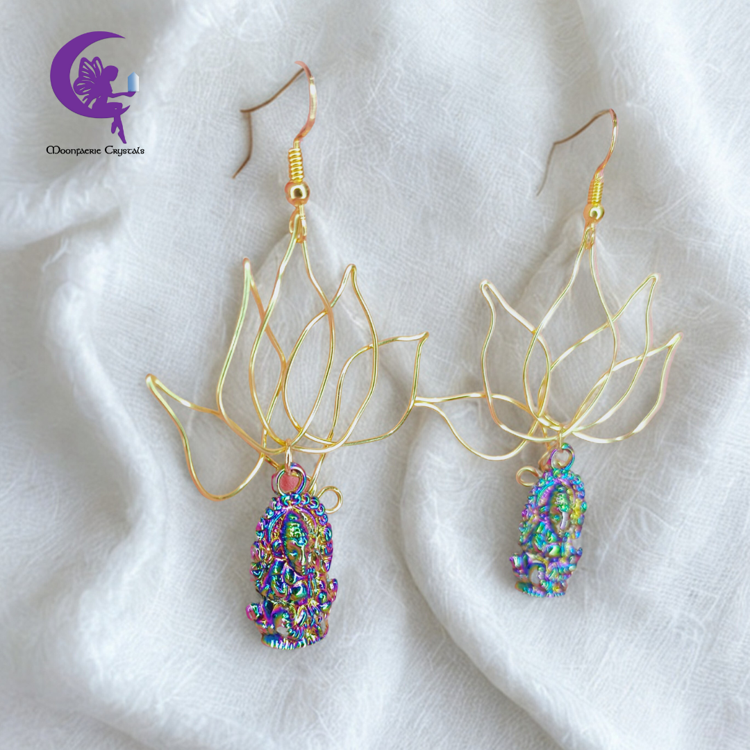 Sacred Ganesha Lotus Earrings