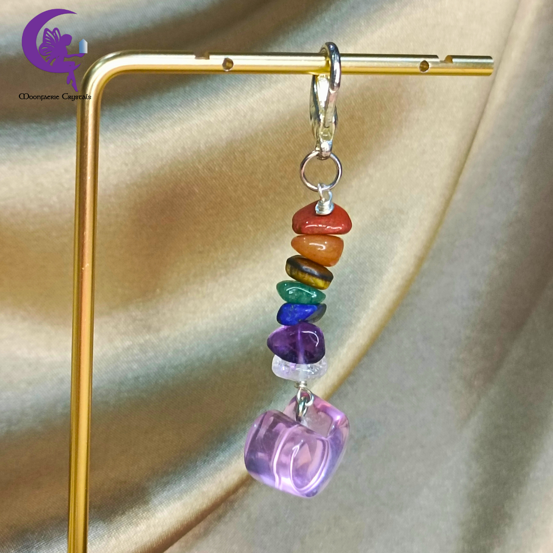 7 Chakra Purple Heart Keyring