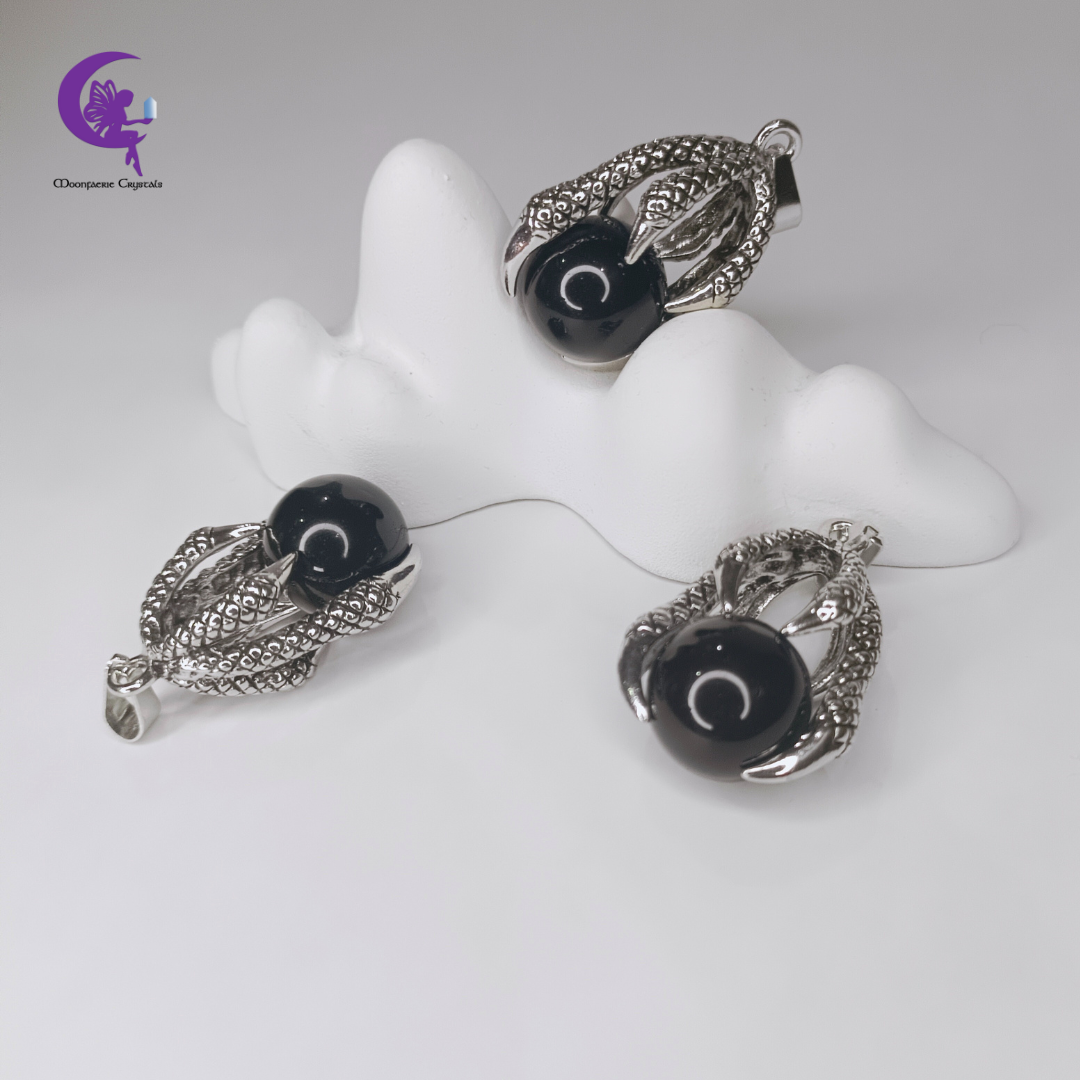 Falcon Grip Black Obsidian Pendant