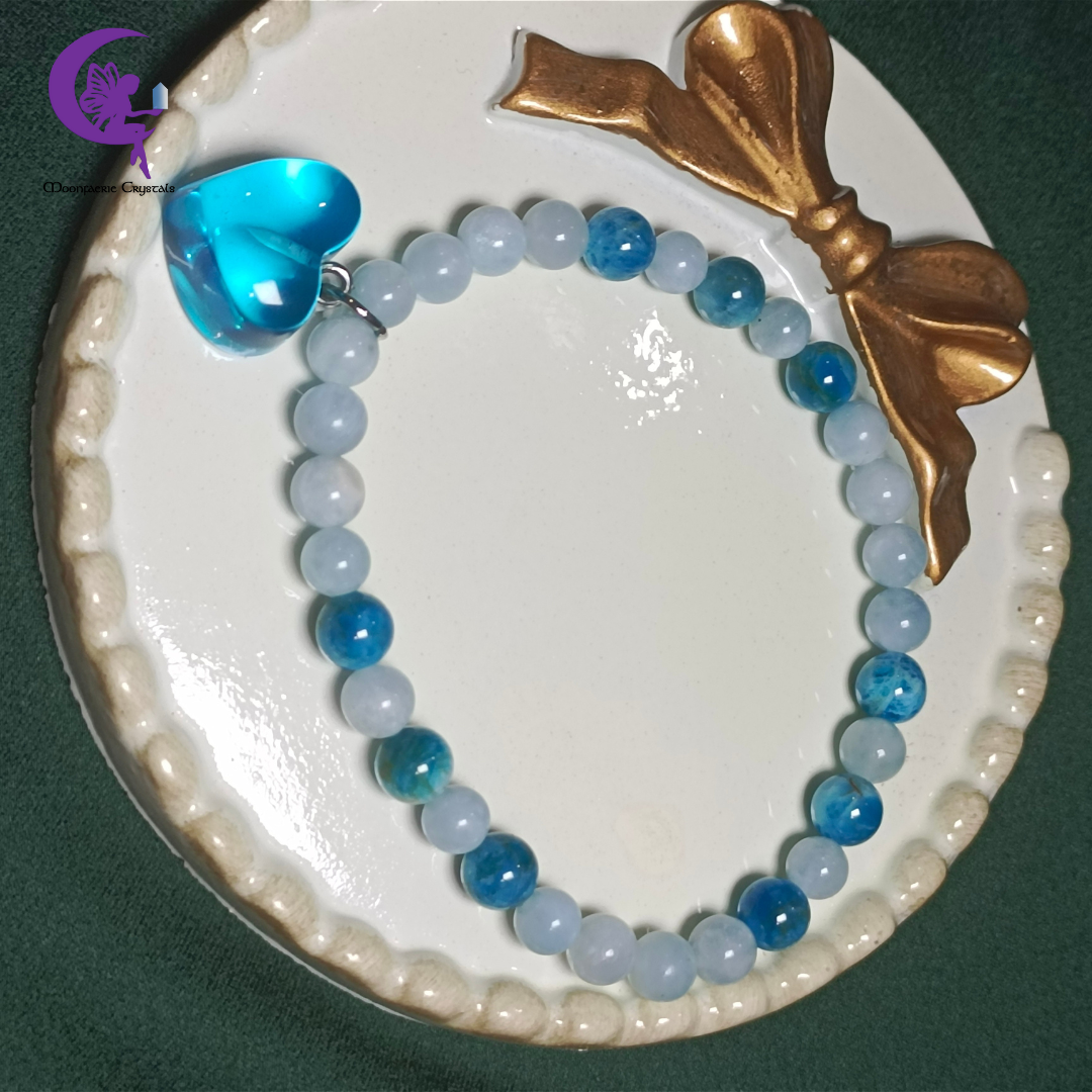 Mermaid Heart Bracelet - Blue Apatite & Aquamarine