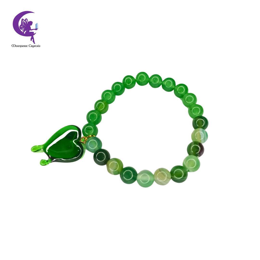 Green Aventurine & Green Agate Heart Drip Money Magnet, Positivity, Good Luck & Success Bracelet