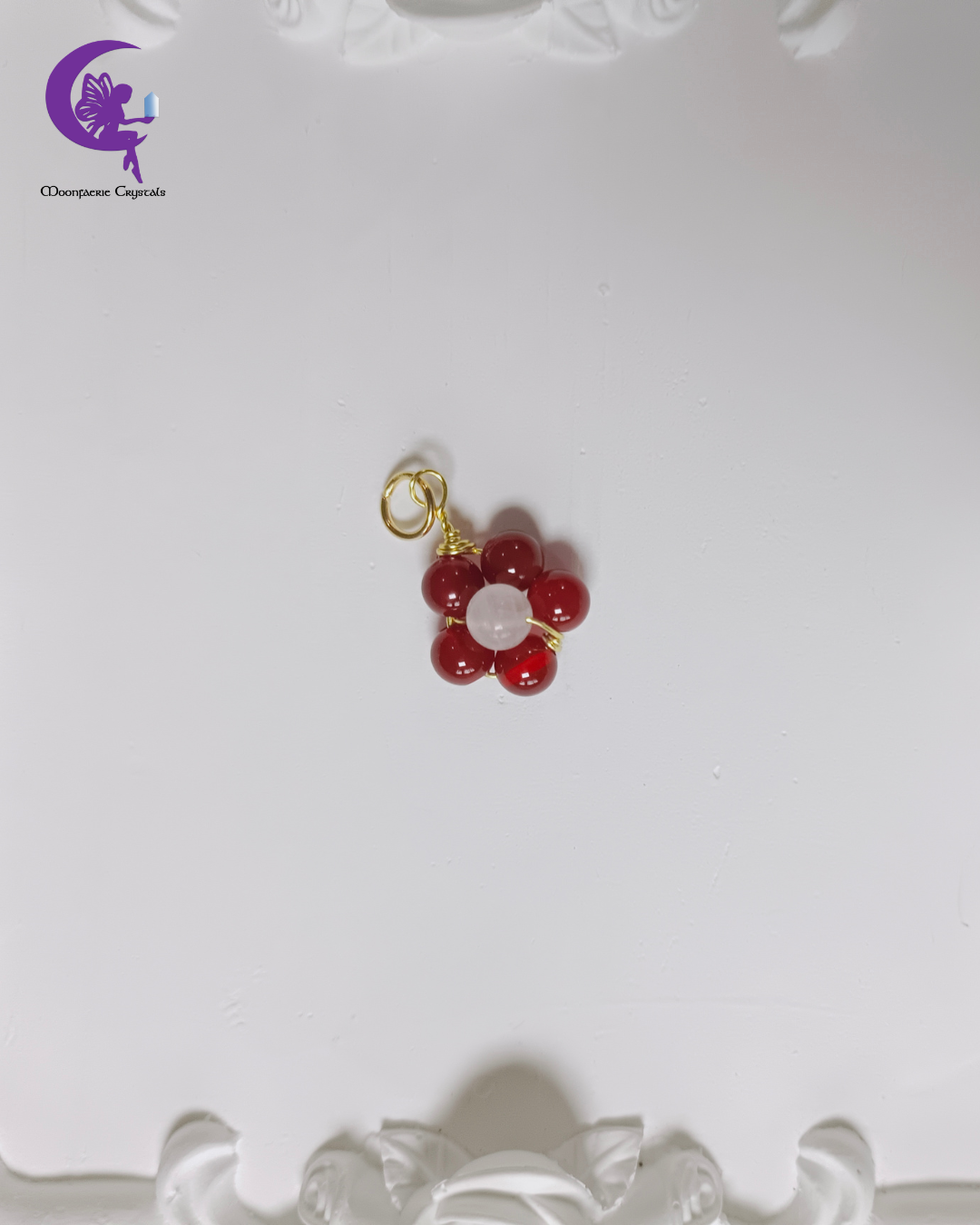 Carnelian Rose Quartz Healing Flower Pendant