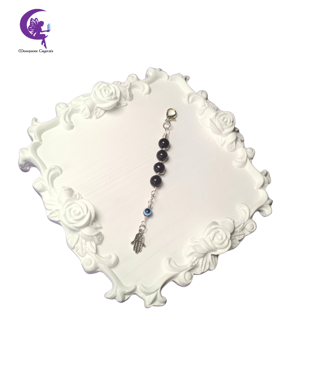 Hamsa Evil Eye Black Obsidian Protection & Truth Keyring