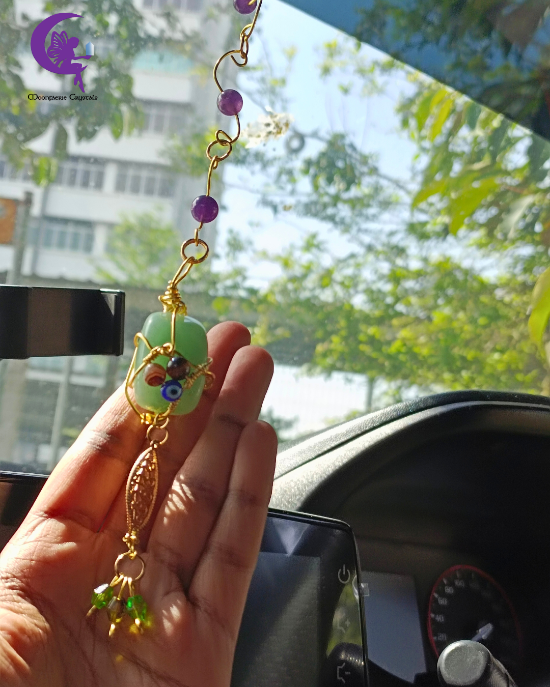 Sacred Garden of Eternal Abundance & Protection Gemstone Ornament - Green Aventurine, Amethyst, Brown Agate & Tiger's Eye