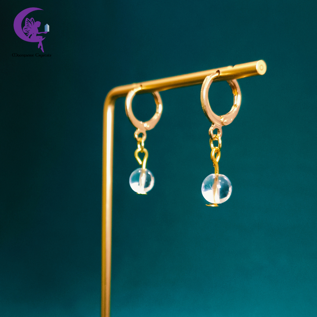 Clear Quartz Leverback Earrings