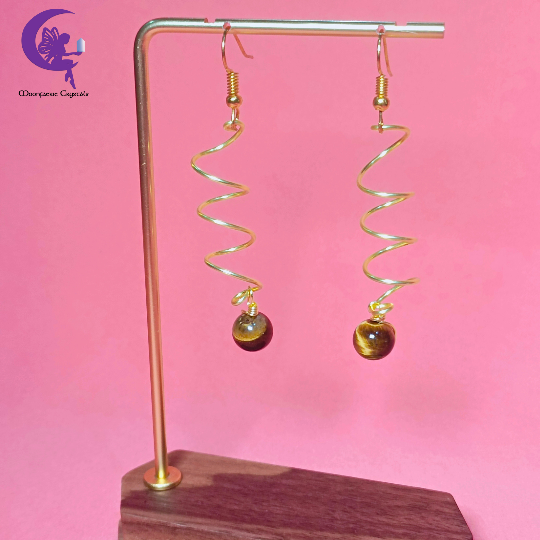 Golden Spiral Tiger's Eye Earrings