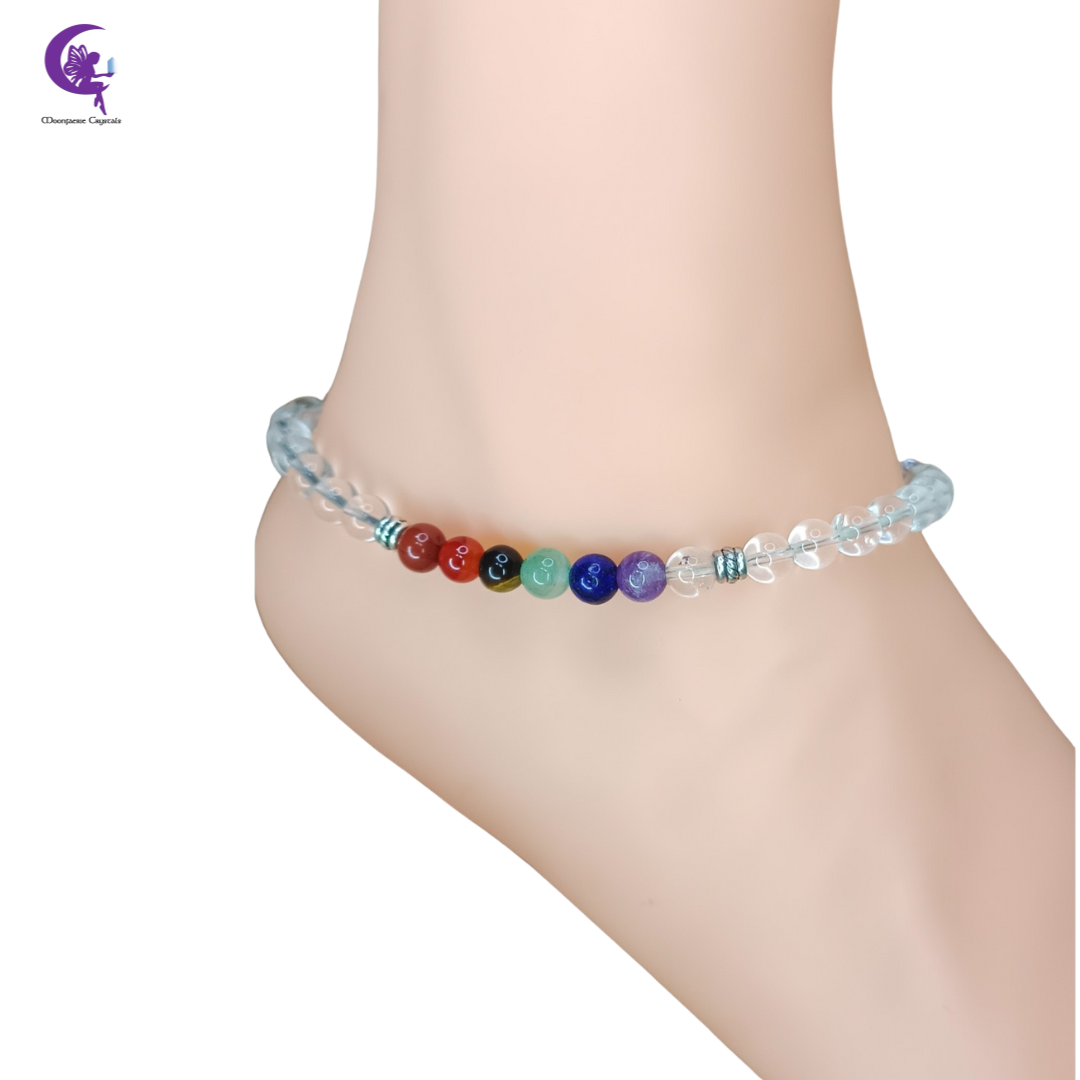 Clear Quartz + 7 Chakra Multi-Healing Anklet