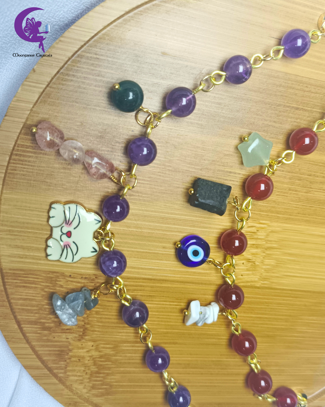 Gemstone Charm Soup Bracelet Collection