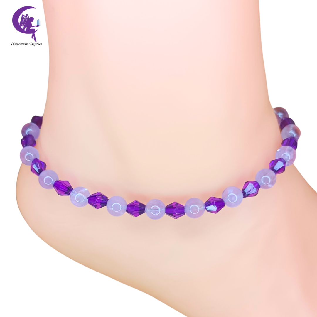 Fairy Sparkle Elegant Gemstone Anklets - Amethyst