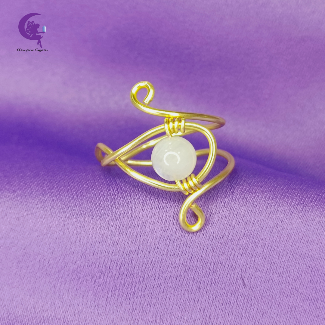 Moonstone Luminous Spiral Ring
