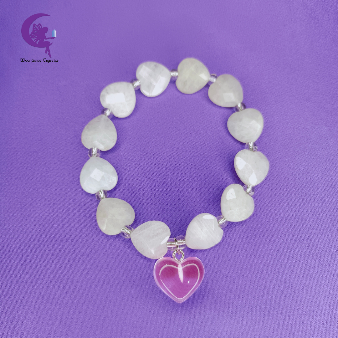 Rainbow Moonstone Faceted Heart Bracelet