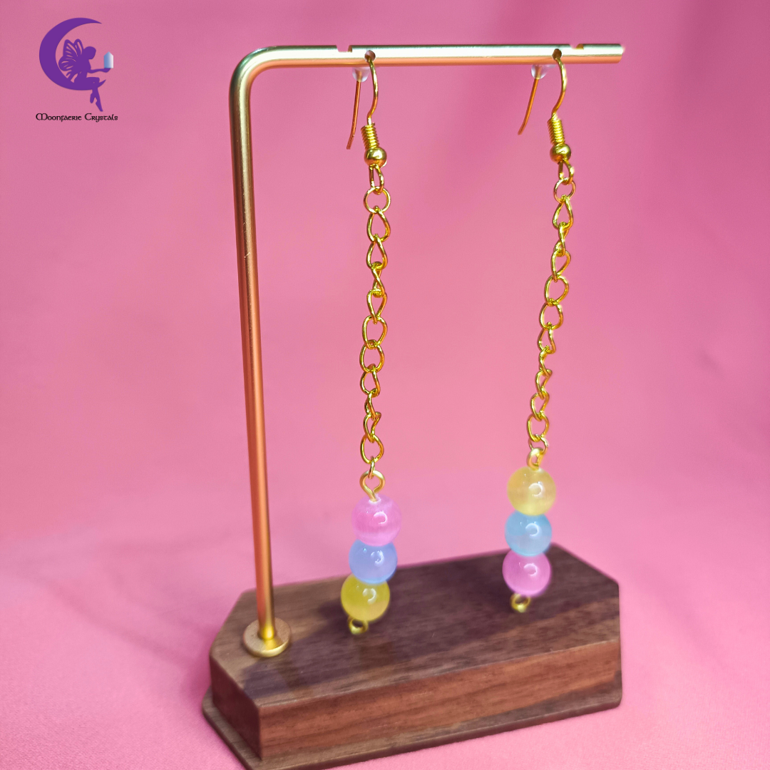 Colorful Selenite Luminous Rainbow Cloud Earrings