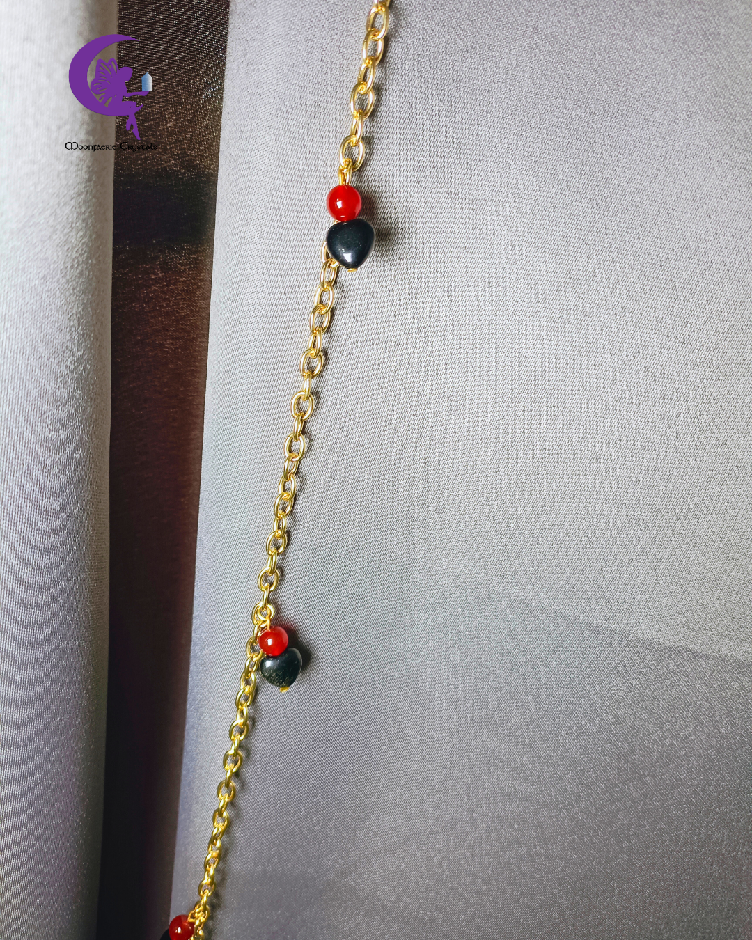 Club Heartbeat Handbag Charm Chain – Heart Black Obsidian & Carnelian The Ultimate Nightlife Accessory