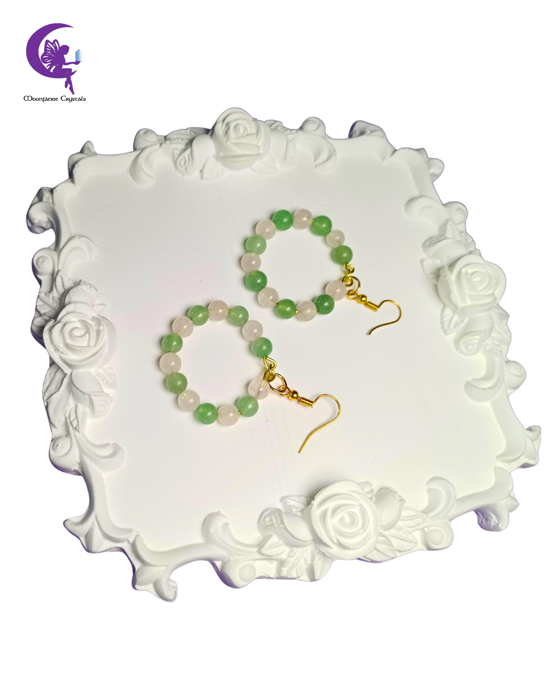 Heart Chakra Harmony Hoops - Green Aventurine & Rose Quartz