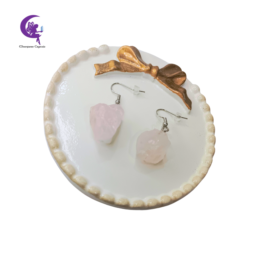 Raw Rose Quartz Dangle Earrings