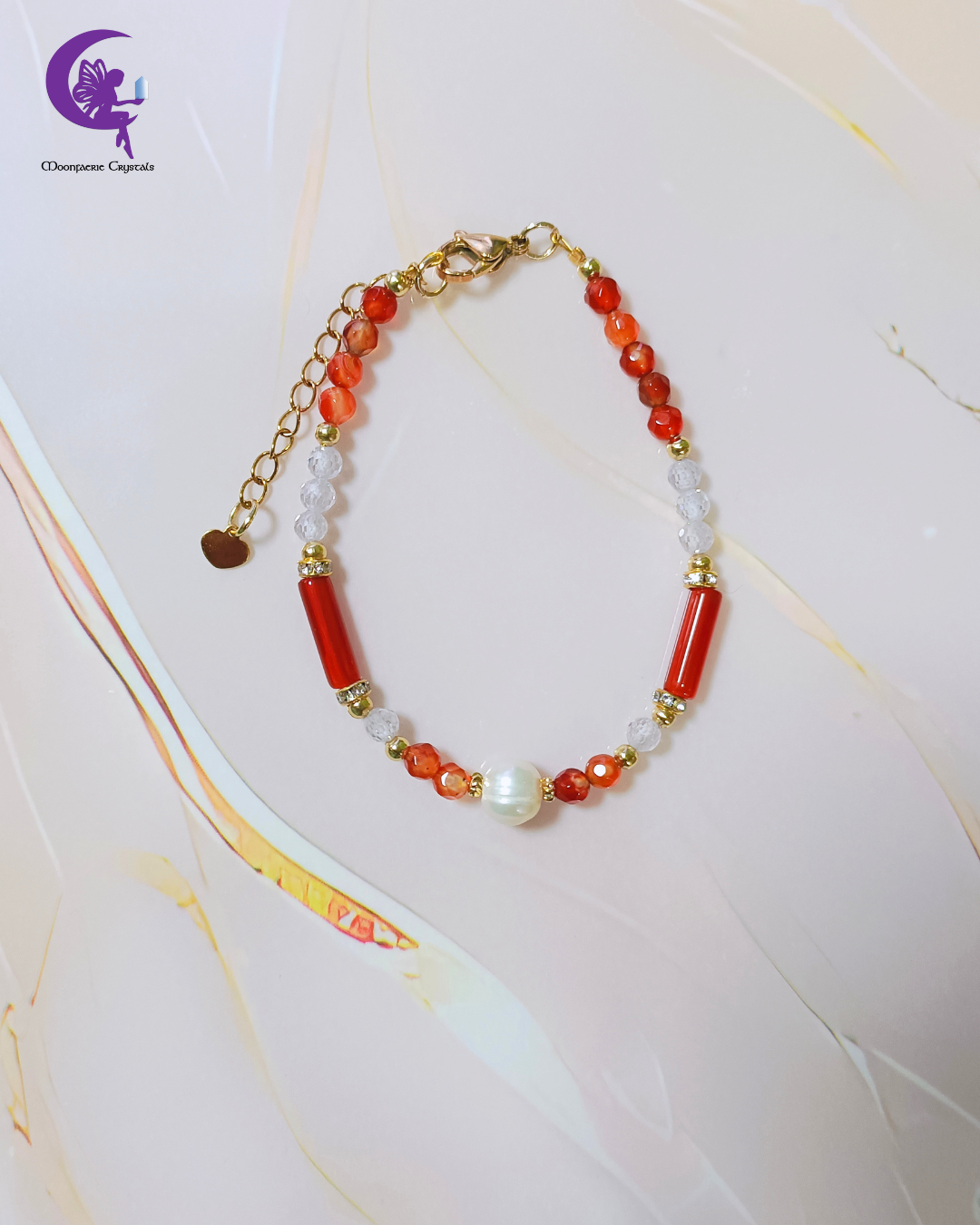 Terra & Marina: Carnelian & Pearl Bracelet