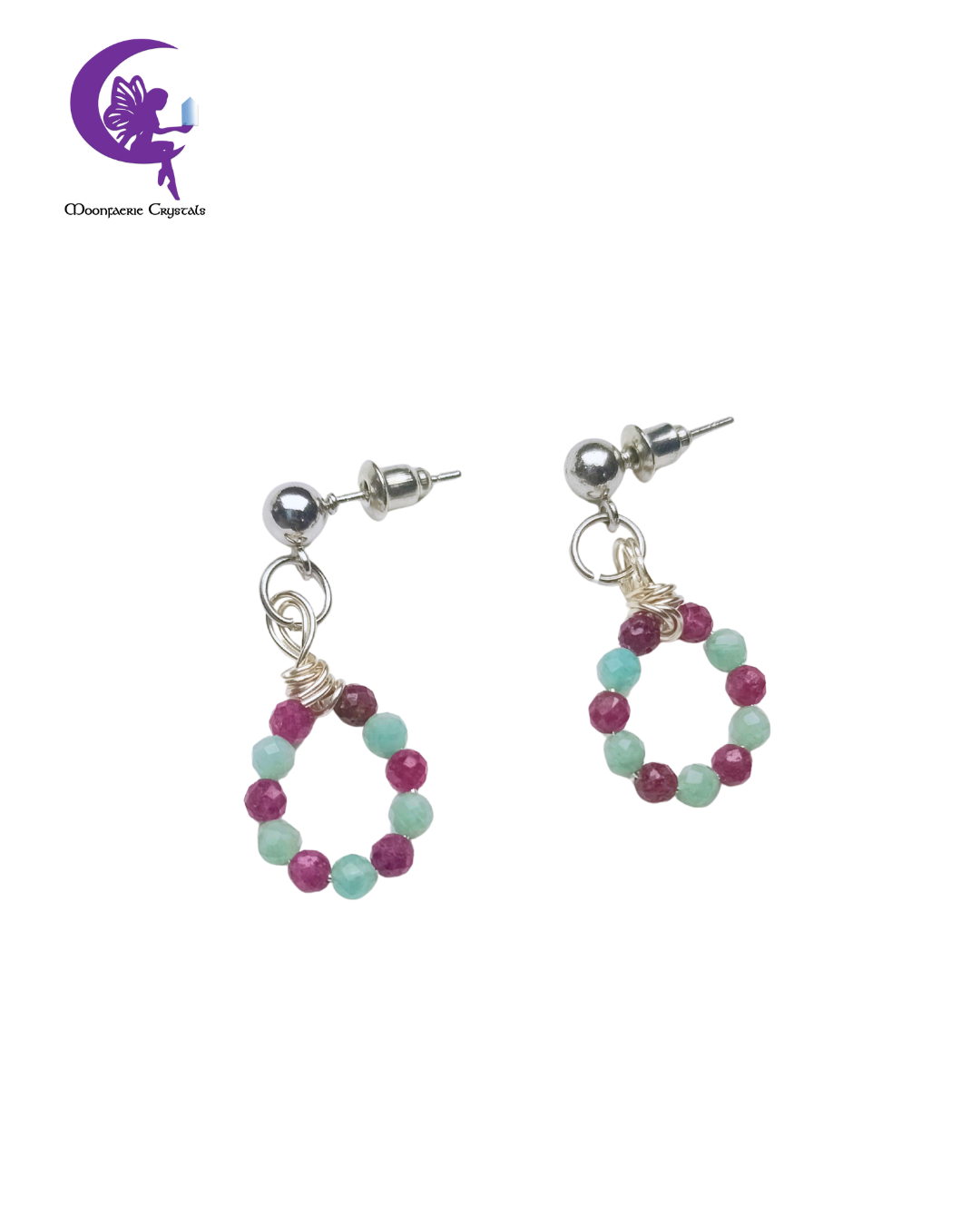 Mermaid’s Heart Earrings – Ruby x Amazonite