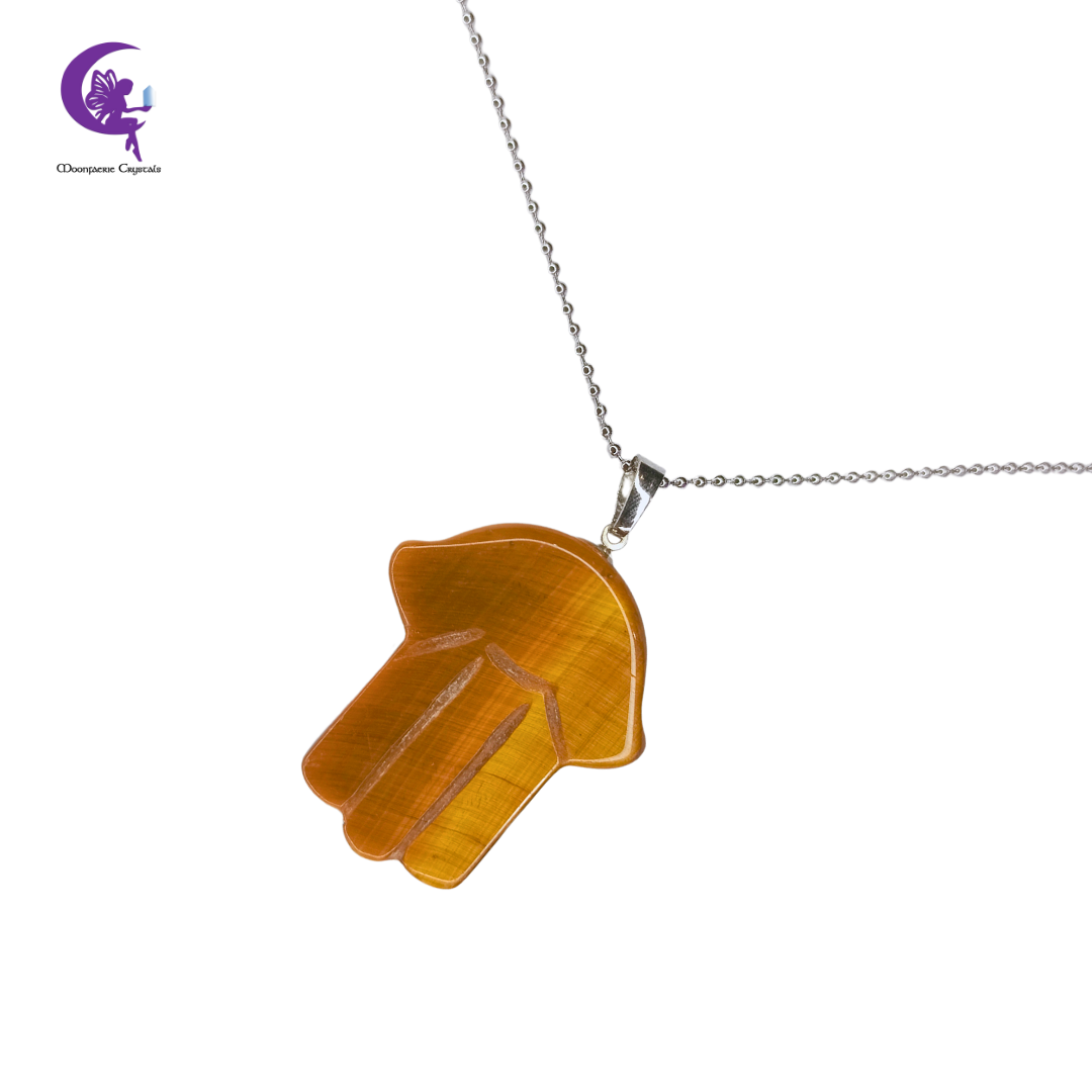 Tiger's Eye Hamsa Gemstone Necklace