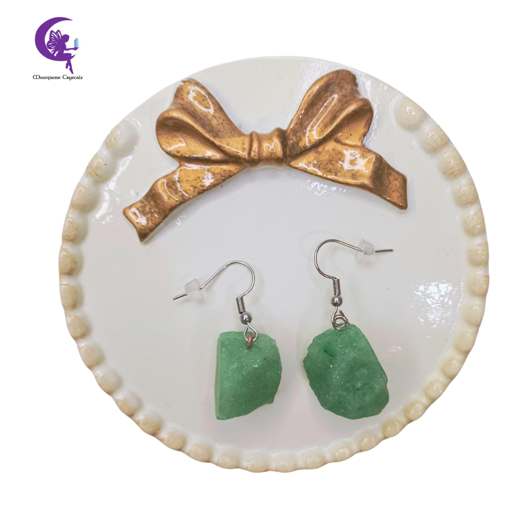 Raw Green Aventurine Dangle Earrings
