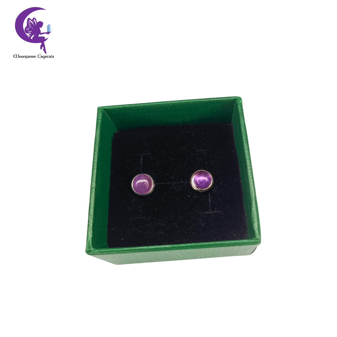 Platinum Twilight Half Round Amethyst Stud Earring