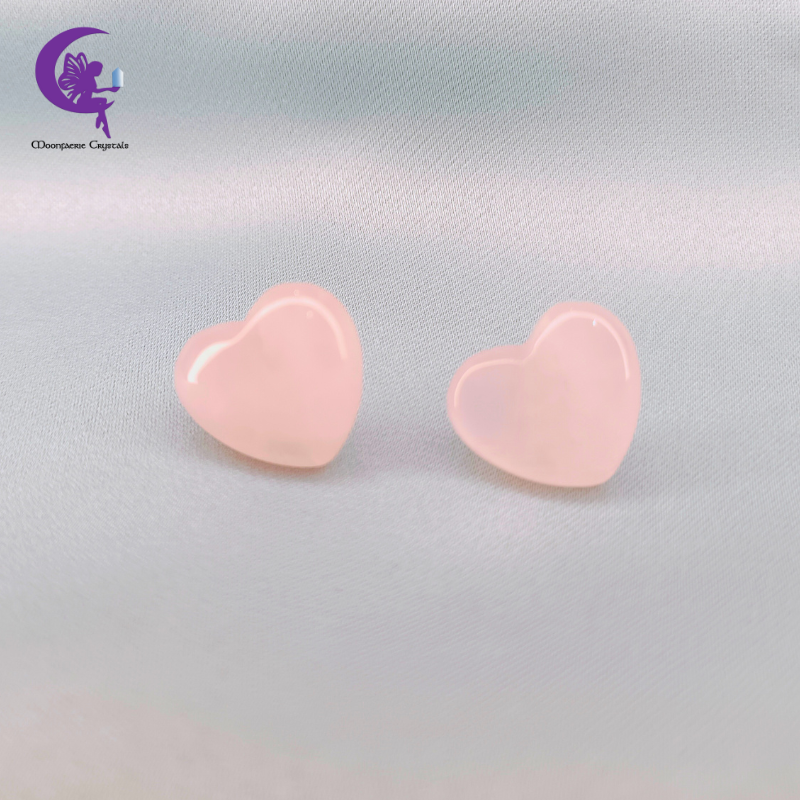 Queen of Rose Quartz Heart Stud Earrings