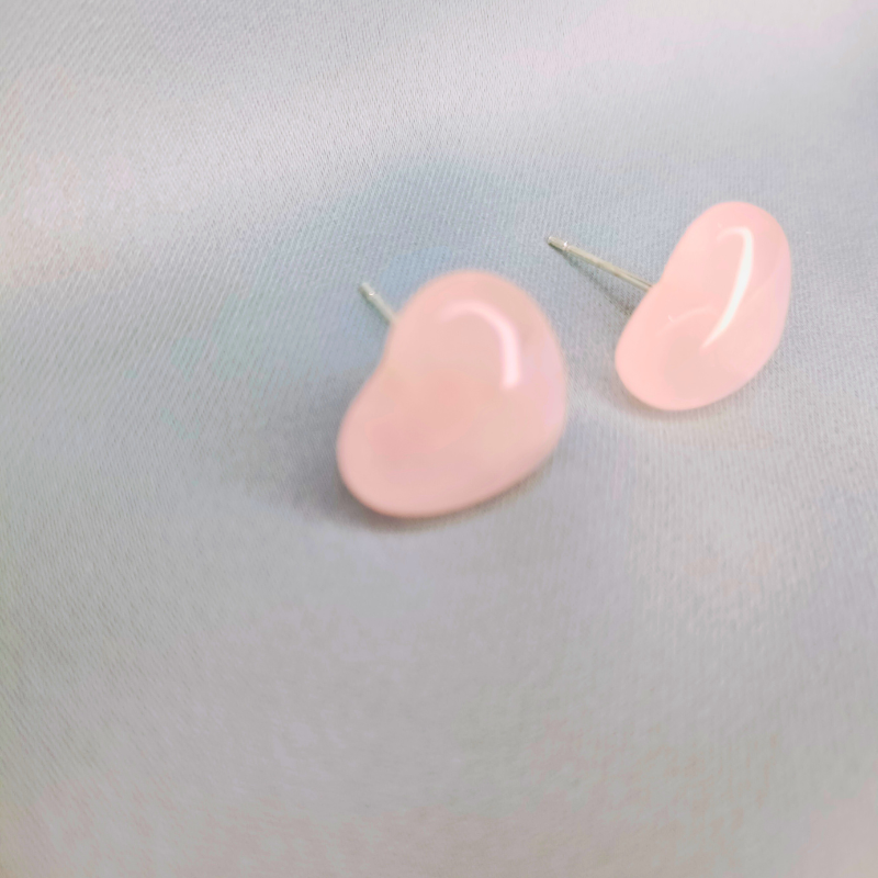 Queen of Rose Quartz Heart Stud Earrings