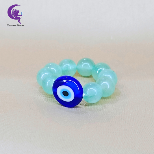 Evil Eye Green Aventurine Beaded Ring – The Money Magnet