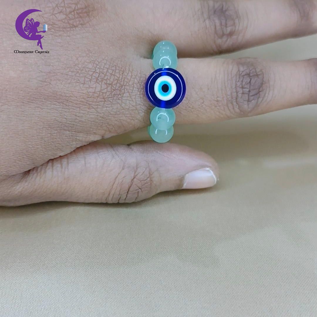 Evil Eye Green Aventurine Beaded Ring – The Money Magnet