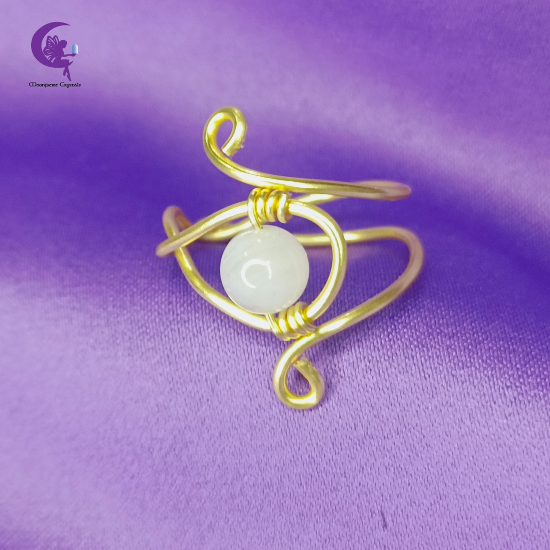 Moonstone Luminous Spiral Ring