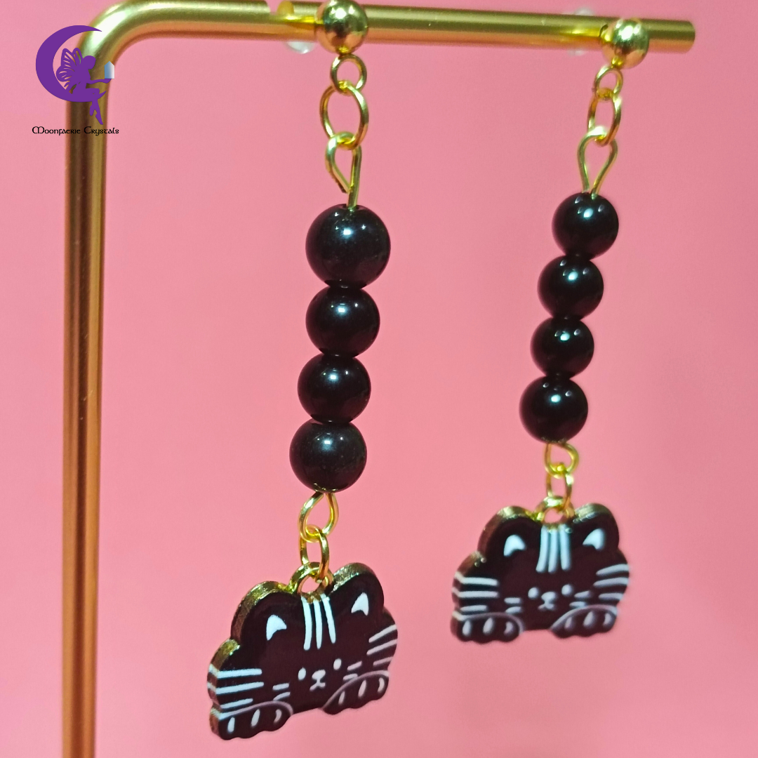 Meowgical Gemstone Dangling Earrings