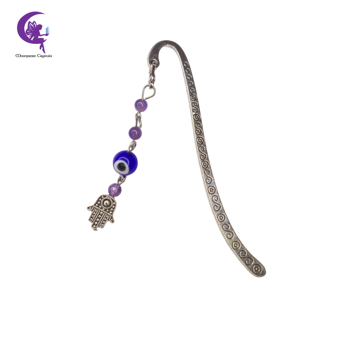 Hamsa Hand Evil Eye Gemstone Bookmark